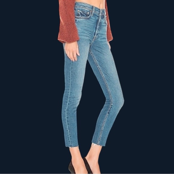 GRLFRND ‘Karolina’ High-Rise Slim-Leg Raw Hem Jeans Size 27 - Picture 1 of 16